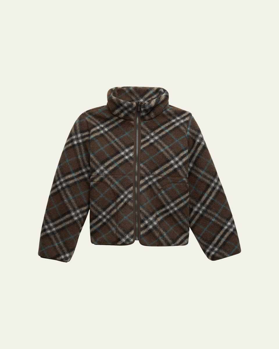 Kid's Lorenzo Reversible Check Cotton Jacket, Size 3-14